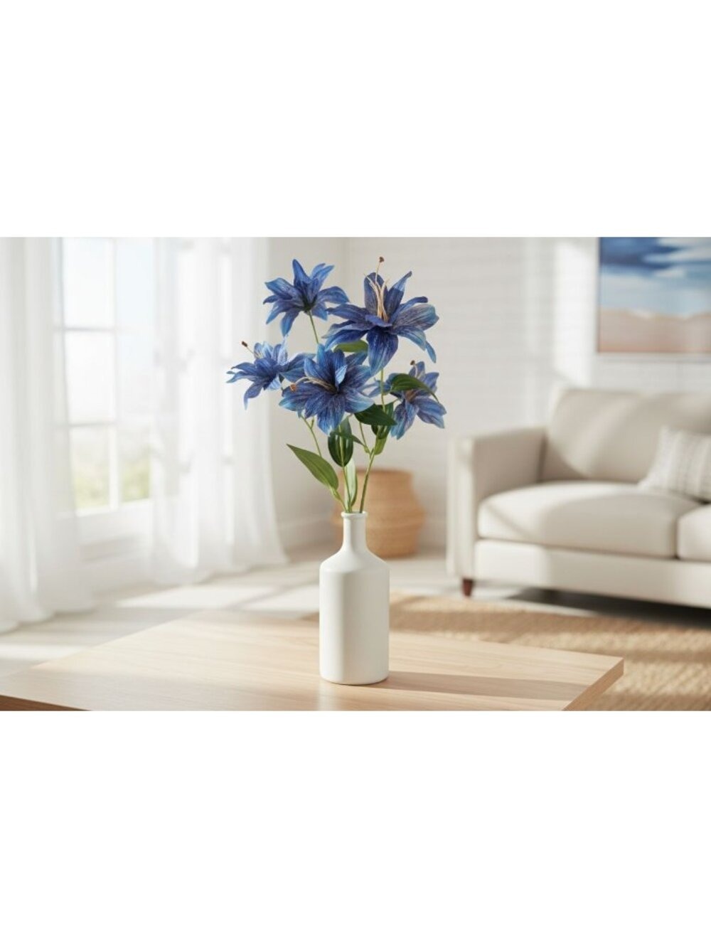 Luxury Artificial Tiger Lily Stem 34 Inch | Blue Faux Lily | Designer Artificial - Picture 6 of 13